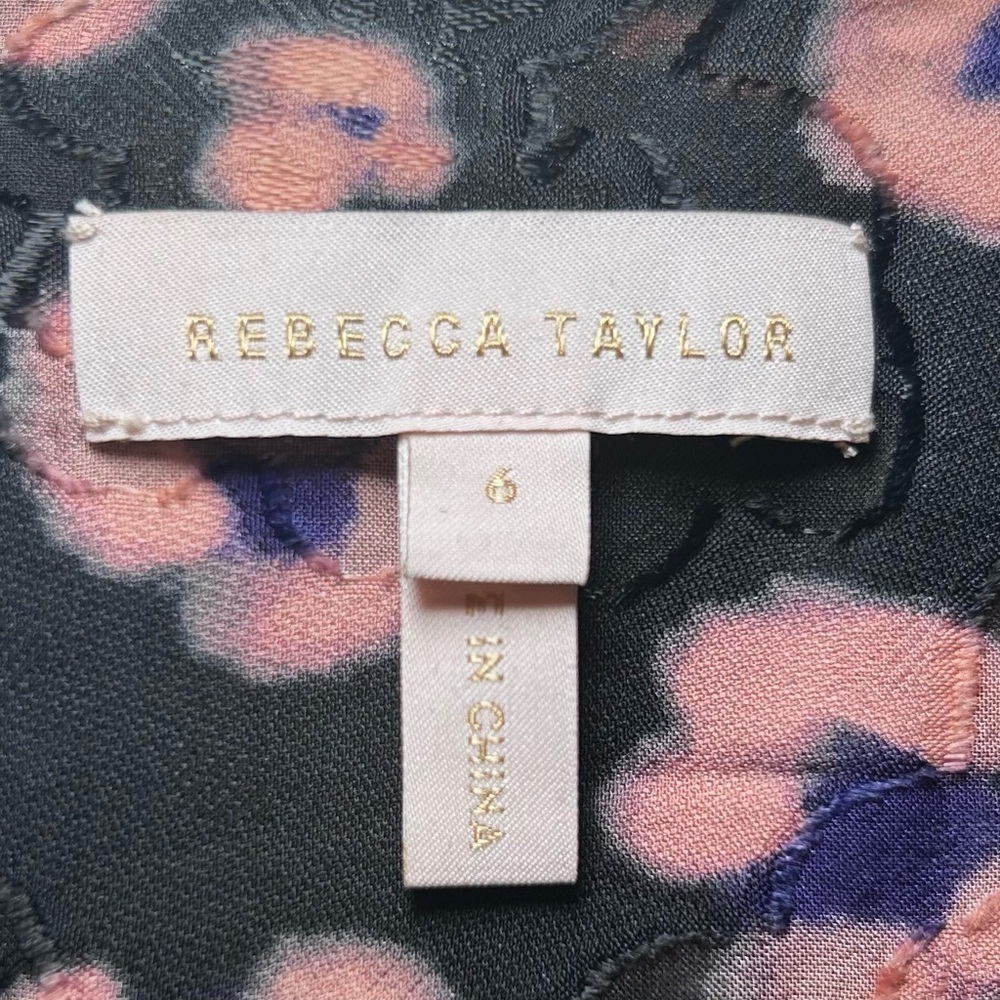 REBECCA TAYLOR Belted Silk Blend Floral Jacquard Dress- Copper Combo/ Size 6 - Picture 7 of 8